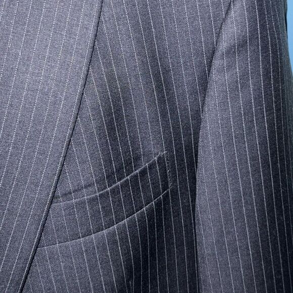Hart Schaffner Marx For Nordstrom Men’s Size 42 R 2 Button Navy Blue Stripe - Picture 10 of 10